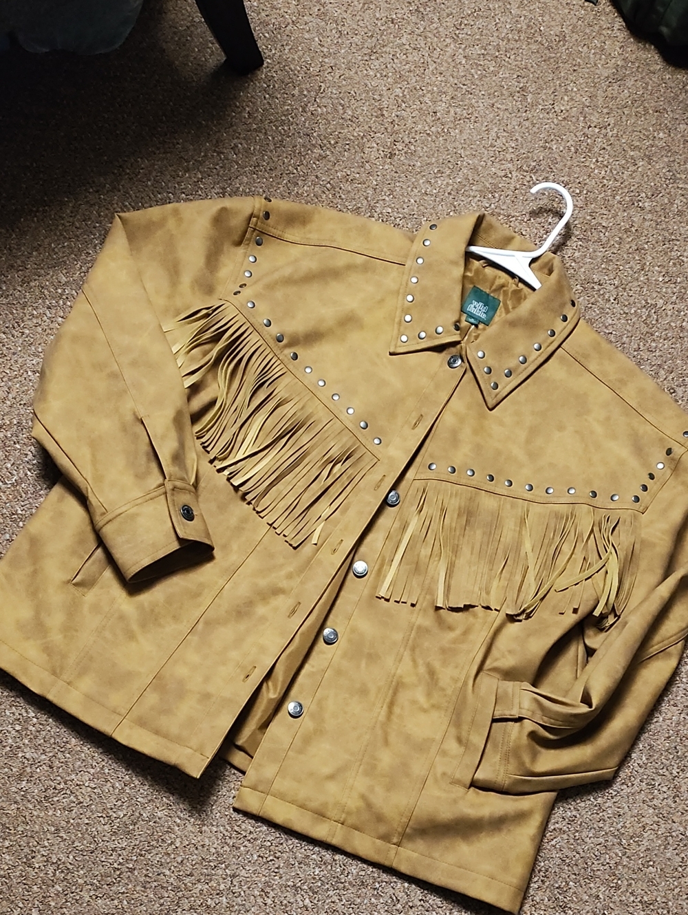 wild fable Mustard Fringe Studded Faux Suede Jacket